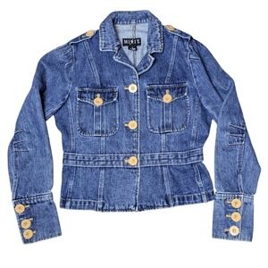 Mixit Y2K Moto Military Short‎ Denim Jacket Women's 8